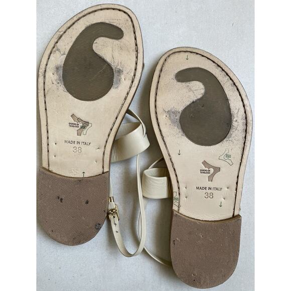 A. Mano Capri Sandals Flats Shoes Strapply Leather Tan Italy - Picture 8 of 9